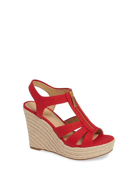 michael kors red wedges